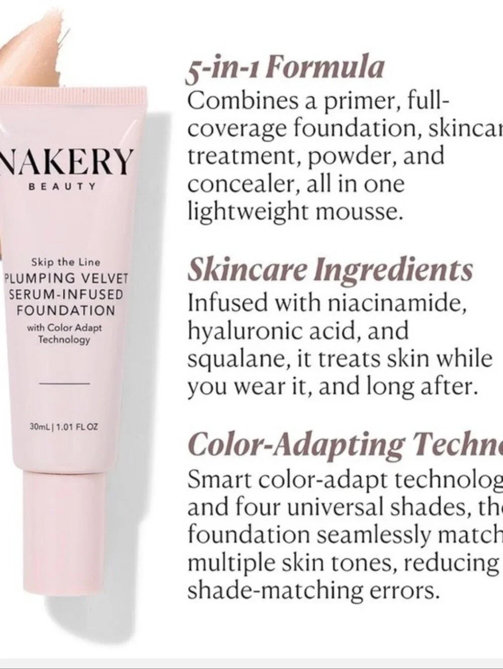 Nakery Medium Deep Plumping Velvet Serum-Infused Foundation